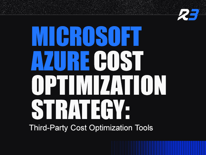Text graphic that says Microsoft Azure Cost Optimization Strategy: Third-Party Cost Optimization Tools on a black background with blue and white text.