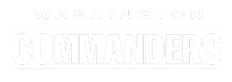The image shows the Washington Commanders logo, featuring the word Commanders in bold, uppercase letters, with Washington in smaller letters above it, all in a light gray color on a transparent background.