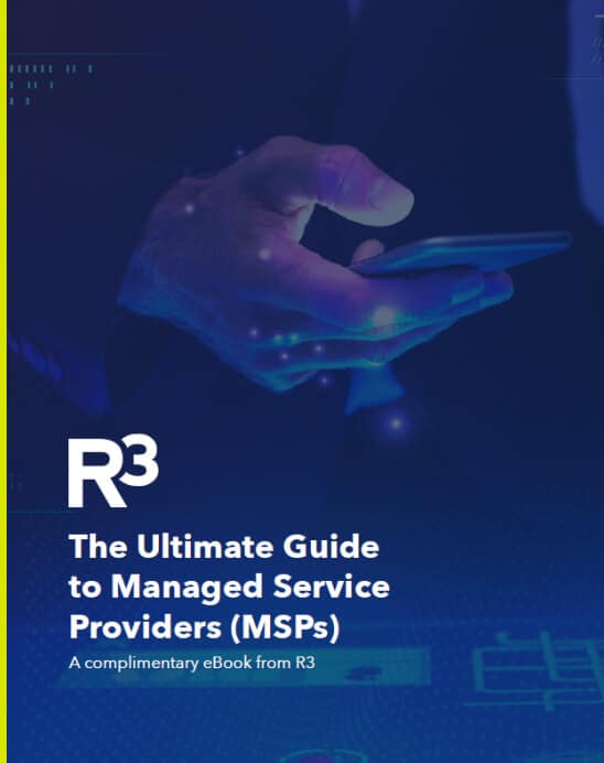 A person in a suit uses a smartphone. Text reads: The Ultimate Guide to Managed Service Providers (MSPs)